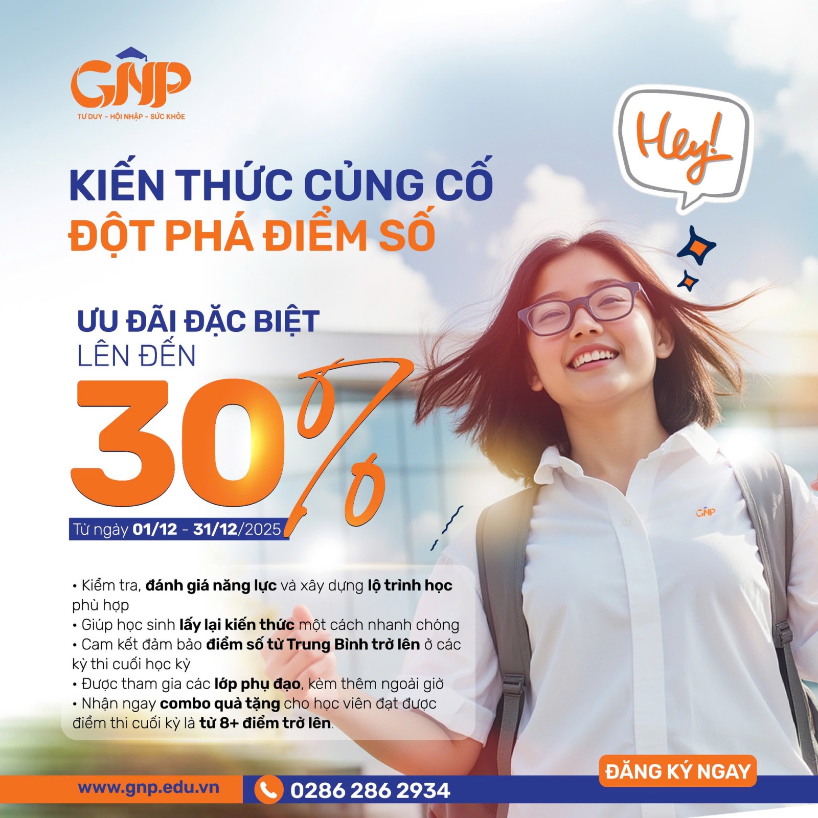  THÁNG 12 BÙNG NỔ – ƯU ĐÃI 30% LỚN NHẤT NĂM TẠI HỆ THỐNG GIÁO DỤC GNP NHÂN TÂM!